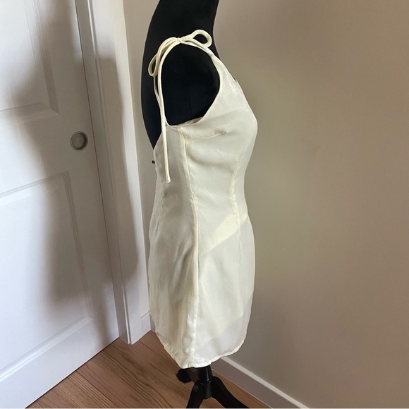 Nasty Gal Collection Cream Strap Low Back Slip Satin Lined Mini Dress NWT Size 2 - Picture 4 of 12